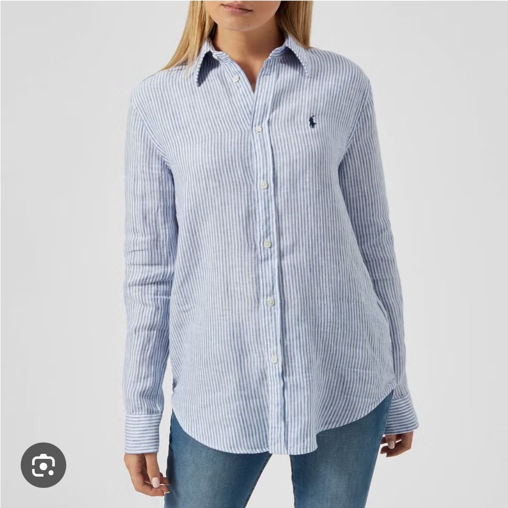 Polo Ralph Lauren Blue and White Striped Shirt- 0 SLIM